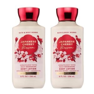 Bath & Body Works Japanese Cherry Blossom Body Lotion, Lightweight Daily Moisturizer with Shea Butter & Coconut Oil, Iconic Floral Scent, 8 fl oz – 2 Pack