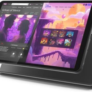Lenovo Tab One – Lightweight Tablet – up to 12.5 Hours of YouTube Streaming – 8.7″ HD Display – 4 GB Memory – 64 GB Storage – MediaTek Helio G85 – Includes Folio Case