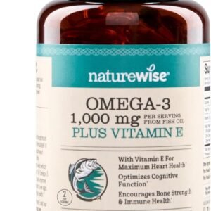 NatureWise Extra-Strength Omega 3 Fish Oil Supplement – 1000mg per Serving – 600 EPA & 400 DHA and Vitamin E – Support for Heart & Brain Health – Lemon Flavor, GMO-Free – 60 Softgels[1-Month Supply]