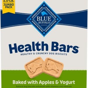 Blue Buffalo Health Bars Crunchy Dog Biscuits, Oven-Baked with Natural Ingredients, Apples & Yogurt, 3.5-lbs Box