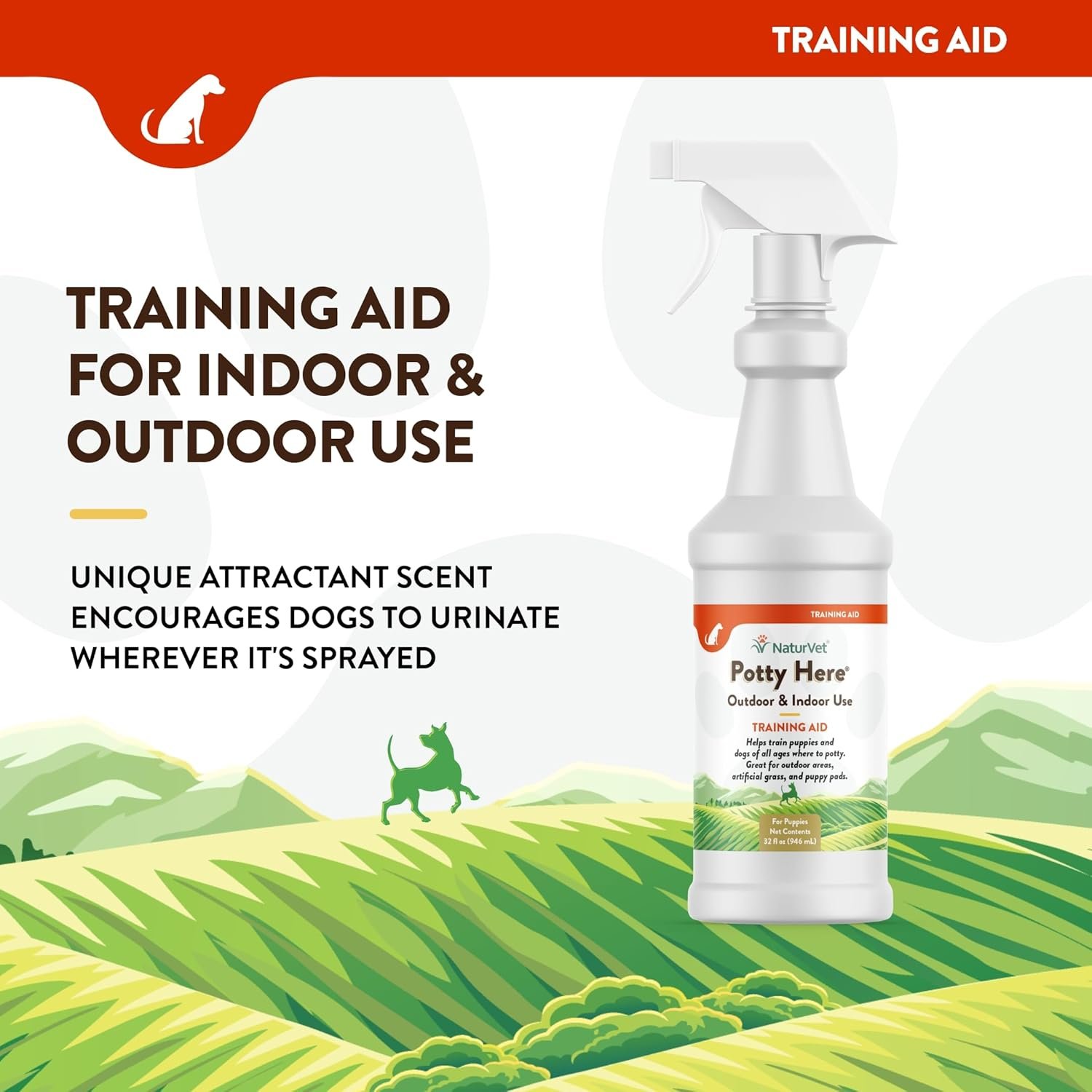 NaturVet – Potty Here Training Aid Spray | Attractive Scent Helps Train Puppies & Dogs Where To Potty | Formulated For Indoor & Outdoor Use | 32 oz - Image 3