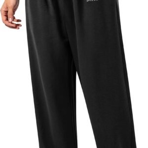 HHZ Men’s Cotton Yoga Sweatpants Open Bottom Casual Lounge Pants with Pockets Soft Comfortable Athletic Workout Gym Pants