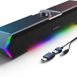LENRUE G11 Computer Speakers for Desktop, Touch Lights PC Speakers with Surge Clear Sound, USB C/USB Powered, AUX Audio for Computer Desktop PC Laptop Desk