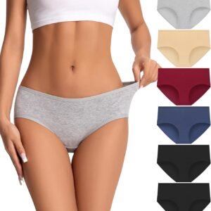 dmuveo Womens Underwear Cotton Soft Hipster Full Coverage Ladies Stretch Panties (Regular & Plus Size)