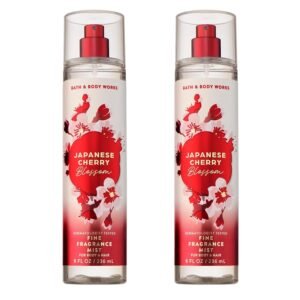 Bath & Body Works Japanese Cherry Blossom Fine Fragrance Mist, Body Spray & Perfume for Women, Long-Lasting Personal Fragrance, Iconic Floral Scent, 8 fl oz – 2 Pack