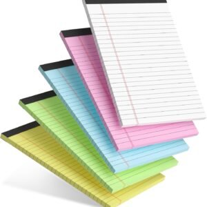5pcs Small Note Pads 5×8 Notebook College Ruled Legal Pads Color Notepads 5 Pack Study Back Writing Pads 5 x 8 Perforated Narrow Ruled Pads of Paper for School & Office Supplies 30 Sheets/Pack
