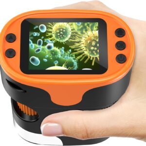 1000X Handheld Microscope for Kids 4K 2.0″ Screen Rechargeable Mini Pocket Digital Microscopes w/Slides Kit Portable Edu Gift Age 4-6 8-12 Children Students