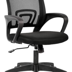 BestOffice | Ergonomic Office Chair | Mid-Back Swivel Desk Chair | Breathable Backrest & Lumbar Support | Adjustable Height | Sponge Seat | Rolling Wheels | Black | for Adults & Women