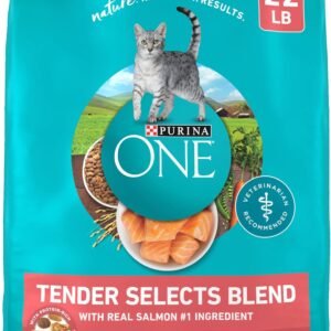 Purina ONE Natural Dry Cat Food, Tender Selects Blend with Real Salmon – 22 lb. Bag