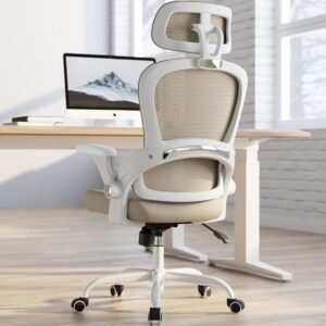 TRALT Office Chair – Ergonomic Office Chair with Back Support, Computer Chair – Home Office Desk Chairs, 330lbs Wide Seat Big and Tall Office Chairs with Headrest, Comfy Desk Chairs (Beige)