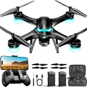 Drone with 1080P Camera for Beginners, Remote Control Quadcopter with Gestures Selfie, Altitude Hold, One Key Start, 3D Flips, 2 Batteries, Toy for Beginners, Black