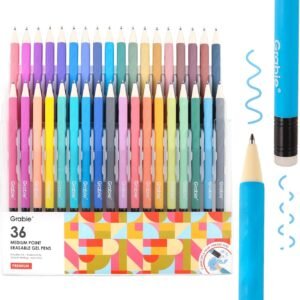 Grabie Erasable Gel Pens, Medium Point 0.7 mm Erasable Pens, Make Mistakes Disappear for Drawing Writing Planner, Pack of 36 Assorted Colors