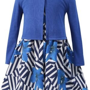 Bonny Billy Girls’ Clothing Sets Flower Dress and Solid Cardigan 2 Pieces Outfits
