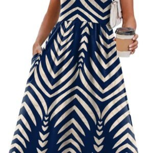 WIHOLL Summer Dresses for Women Flowy Casual Midi Dress Beach Vacation Sundresses with Pockets