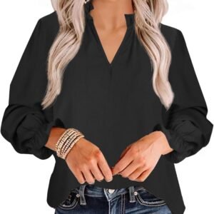 Avanova Women Leopard Print Ruffle V Neck Top 3/4 Long Sleeves Work Business Blouses Shirt