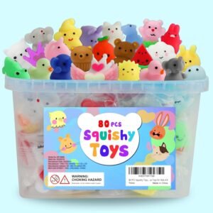 80Pcs Party Favors for Kids 4-8, Kawaii Squishies Mochi Squishy Toy Bulk Fidget Sensory Toys Birthday Gifts for Boys Girls, Easter Basket Stuffers Egg Fillers Treasure Box Classroom Prizes Goodie Bag