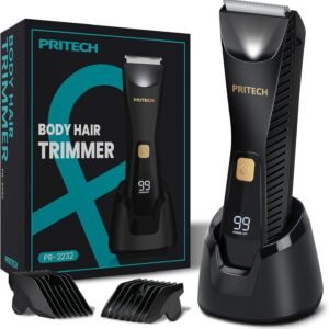 PRITECH Manscape Body Hair Trimmer for Men – Waterproof Pubic Hair Ball Trimmer, Ceramic Blade Electric Razor Body Shavers for Men with USB-C Charging, Wet/Dry Use, Nick-Free Mens Grooming Kits, Gift