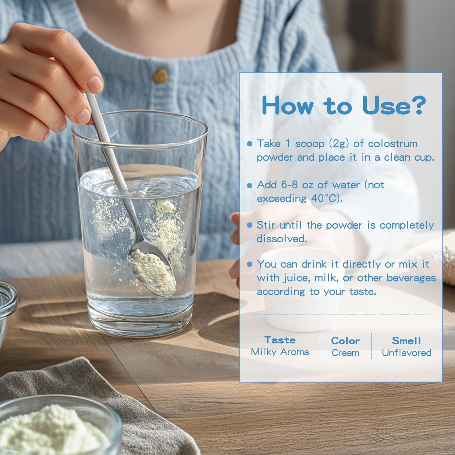 Colostrum Supplement Powder for Humans - Organic Bovine Colostrum Supplement for Gut Health, Hair Growth, Beauty, and Immune Support - Unflavored (73 Servings) - Image 6