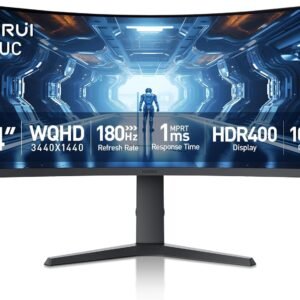 KOORUI 34-inch Curved Ultrawide WQHD 3440×1440 Gaming Monitor, 180Hz 1000R- PIP/PBP, 1ms(MPRT), HDR400, DCI-P3 95%, FreeSync Premium, 1 x DP 1.4 & 2 x HDMI 2.0, Tilt Height Swivel Adjustment, 34E6UC
