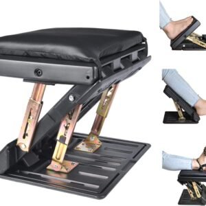 Adjustable Foot Rest for Under Desk at Work, Comfortable Footrest with 4-Level Height Adjustment, Ergonomic Leg Rest for Office Gaming Chair, Black Foot Stool with Removable Soft Pad