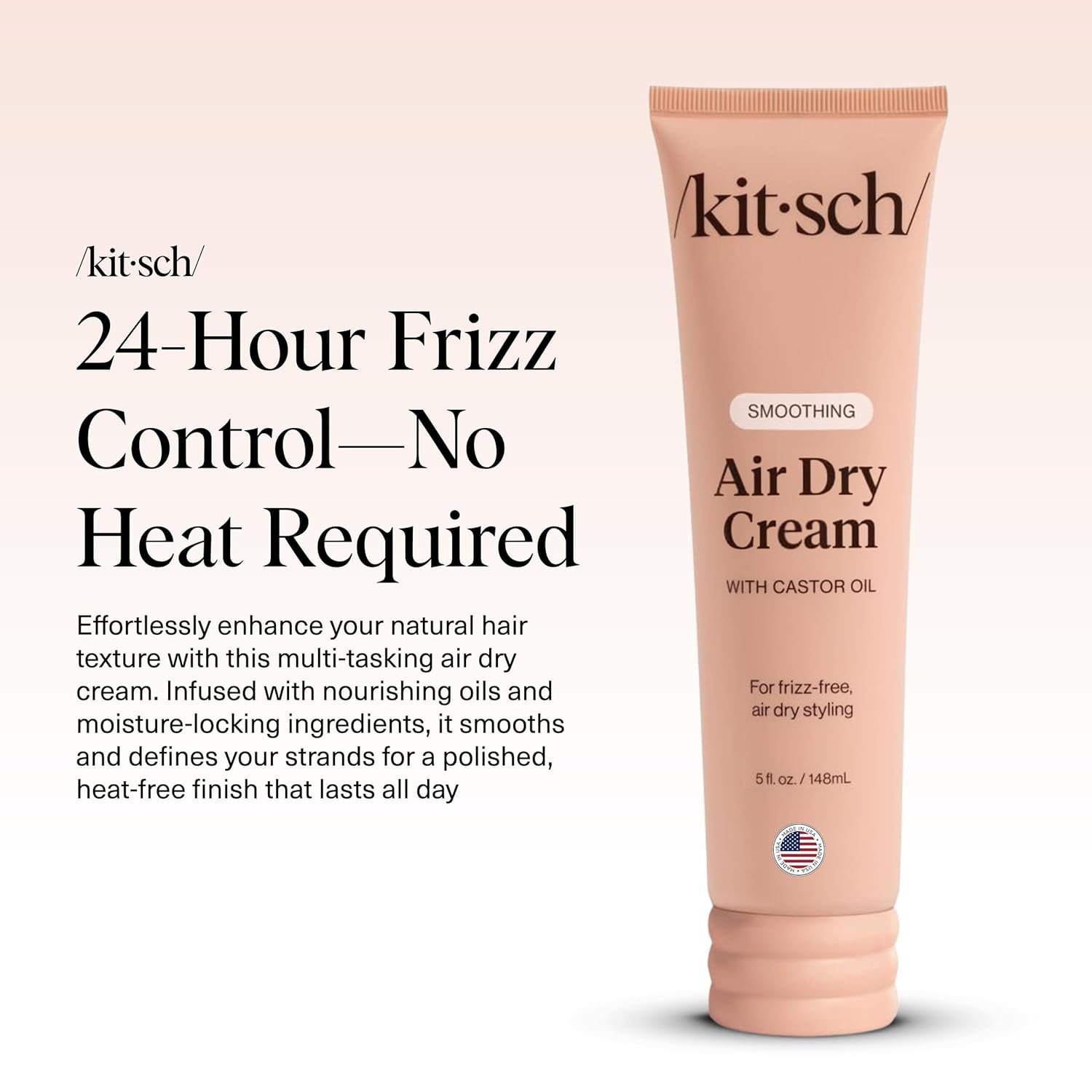 Kitsch Smoothing Air Dry Cream for Hair – Frizz Control Hair Care Product with Castor Oil & Coconut Oil – Weightless Styling Cream - Enhances Natural Texture Appearance | Ideal Gifts for Women – 5 oz - Image 2