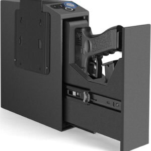 Biometric Slider Handgun Gun Safe for Nightstand, Desk, Bed Side,Truck – Auto Sliding Door Hand Gun Safe for Pistol -with Fingerprint, PIN Code, KEY Access