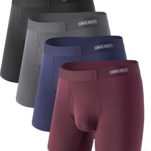DAVID ARCHY Mens Underwear Silky Soft Second Skin Modal Boxer Briefs Waistfree Seamless Waistband Underwear for Men Pack of 4