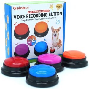Set of 4 Dog Buttons for Communication, Voice Recordable Buttons for Classroom, Dog Training Talking Buttons Starter Set, Pet Easy Speaking Buttons Tools