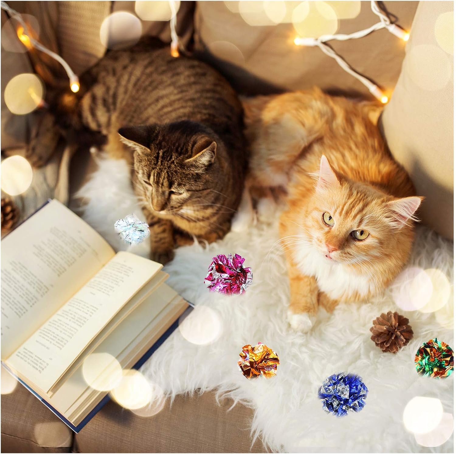 Andiker 10PC Cat Crinkle Balls, 2.36 Inches 5 Colors Kitten Balls Interactive Cat Toys for Indoor Cats to Chew, Chase, Swat, Bite, Hunt to Kill Time and Keep Fit(10 pcs) - Image 6