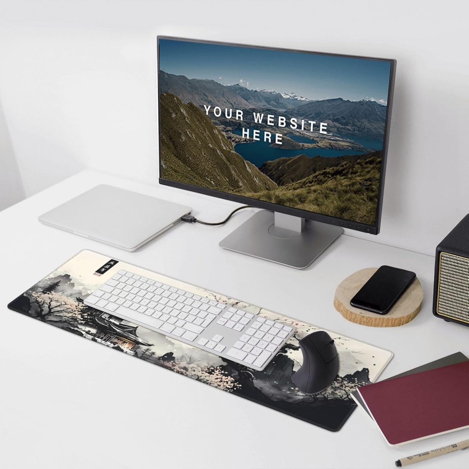 Japanese Mouse Pad, Large Japanese Desk Mat, XL Anime Gaming Keyboard Mat, Non-Slip Rubber Base, Big Extended Desk Protector for Home Office, 31.5”x11.8” - Image 8