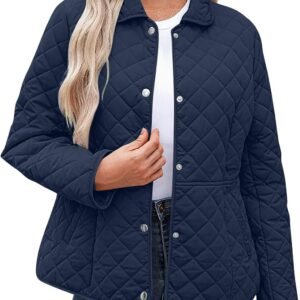 GOHRSHA Lightweight Quilted Jackets for Women – Long Sleeve Button Down Collared Puffer Jacket Warm Cropped Winter Coats