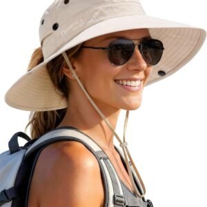 FURTALK Sun Hats for Women with Ponytail Hole Wide Brim Beach Bucket Hat UPF 50+ Fishing Hiking Outdoor Hats