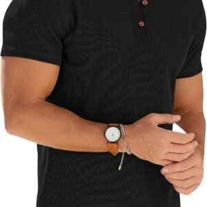 Sailwind Mens Muscle Henley Shirts Lightweight Workout T-Shirt Gym Tee Athletic Short Sleeve with Button