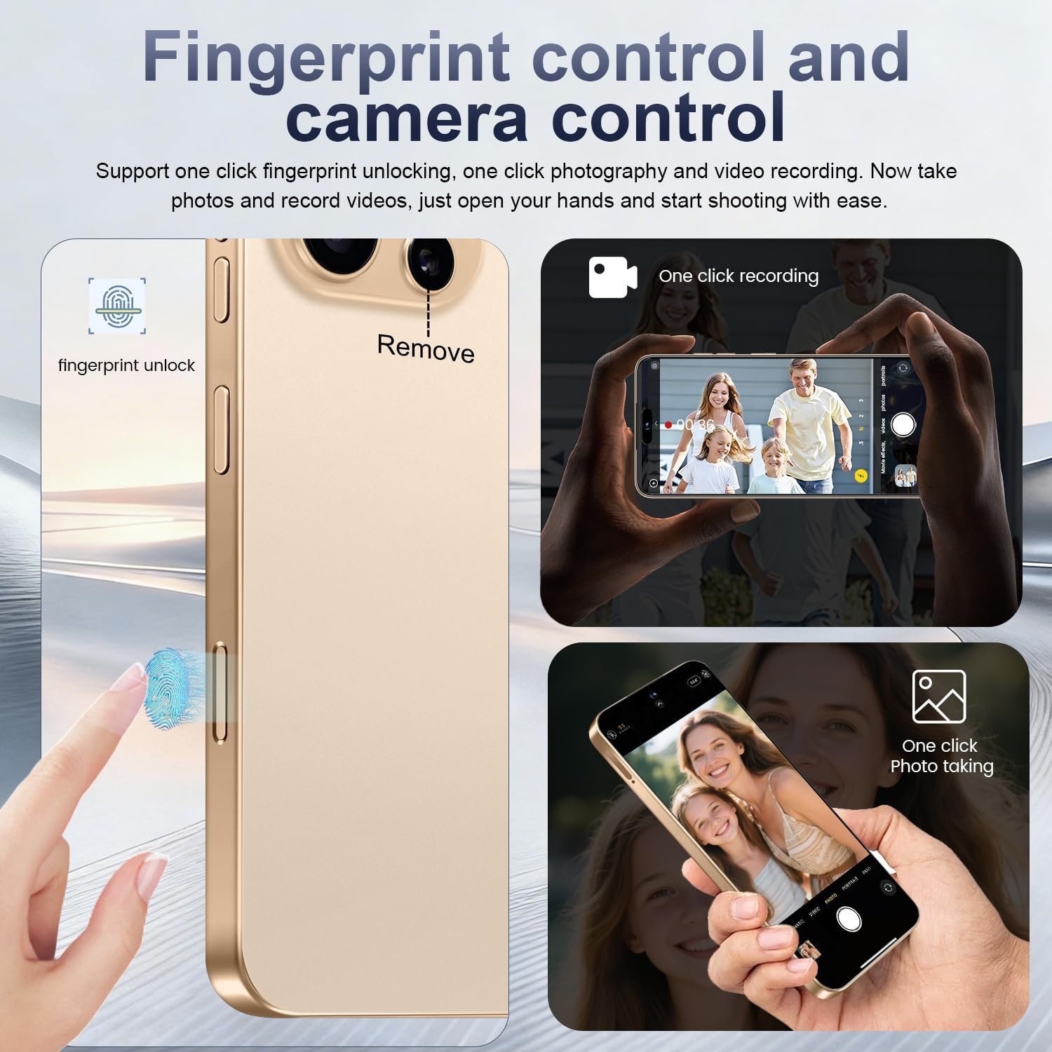 16 PM Smartphone Unlocked Cell Phone, 6.99“ HD Screen5G Phone, 16+512GB phoneunlocked, Android 14.0, 68+108MP Zoom Camera, Fingerprint Button Unlock-and take Photos (Gold) - Image 2
