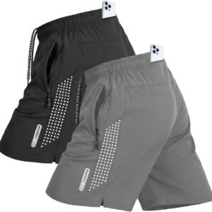 CANGHPGIN 2 Pack Mens 7″ Workout Athletic Shorts Quick Dry Gym Short with Pockets, Tennis Sport Running Shorts for Men