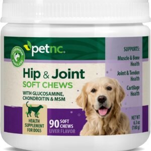 Petnc Hip & Joint Health Supplement for Dogs (90 Chews), Glucosamine Chondroitin MSM Dog Chews with Hyaluronic Acid, Liver Flavored Bone & Joint Support Supplement, For All Breeds