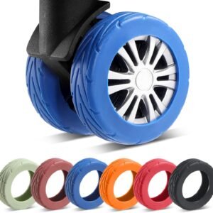 8 Pcs Upgrade Luggage Wheel Covers, Carry On Luggage Suitcases,Wear-Resistant, Anti-Noise, Silicone Wheel Protective Covers for 2-2.4″ Spinner Wheel,Essential Travel Accessories (Blue)
