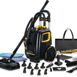 McCulloch MC1385 Deluxe Canister Steam Cleaner, 2-Hour Runtime, Chemical-Free, 23 Accessories: Mop Head, Brushes & More – Built for Home, Tile, Carpet, Furniture, & Personal Car Detailing
