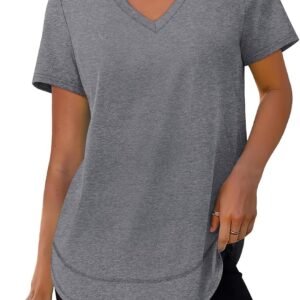 XIEERDUO Womens Workout Tops Short Sleeve Shirts Quick Dry Outfits for Hiking Running V Neck S-3XL