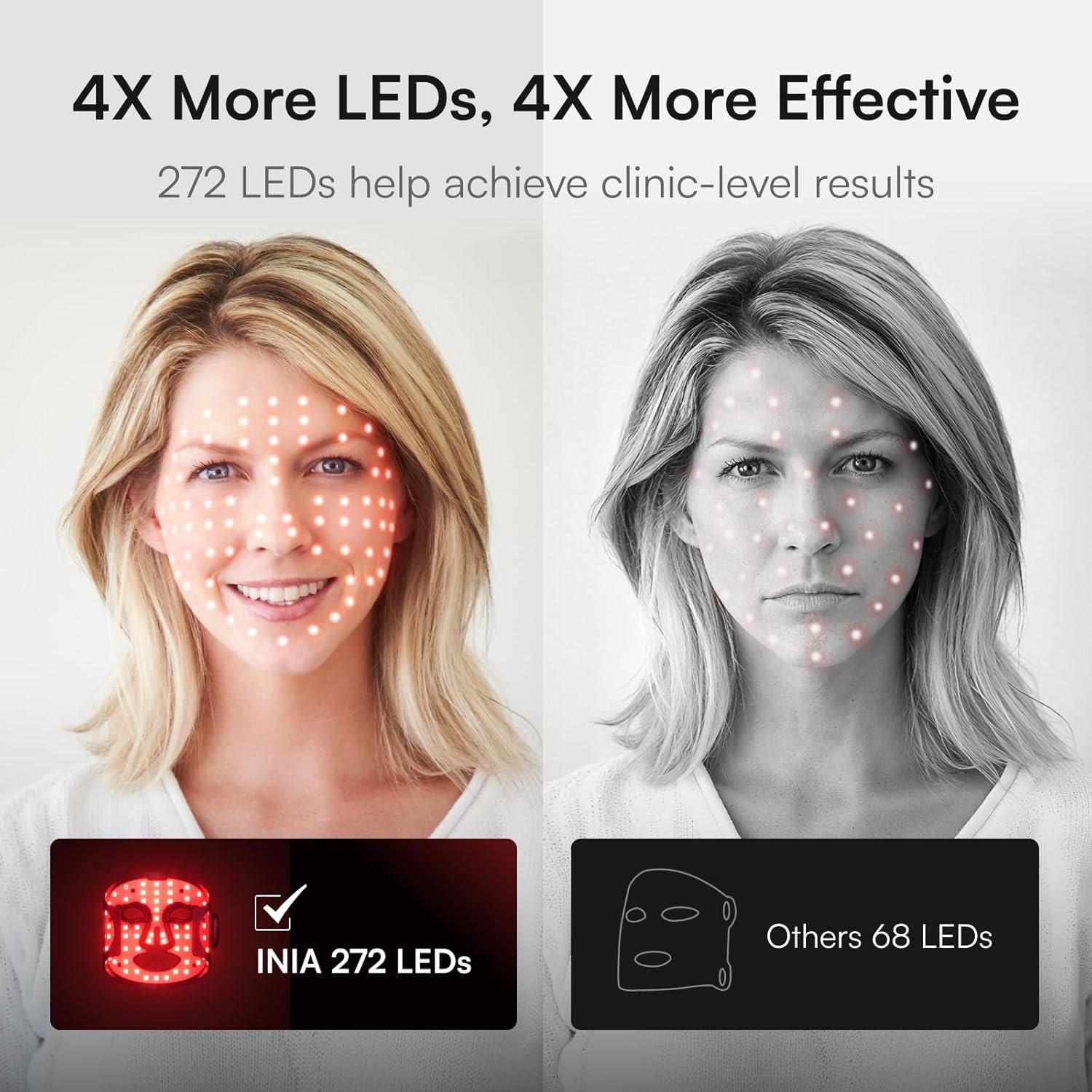 INIA Red Light Therapy Mask for Face, Glow Wireless LED Face Mask Light Therapy with Near-Infrared Red Light (NIR), Rechargeable and Ergonomic Design for Home & Travel - Image 4