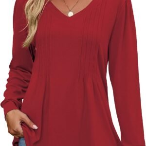 VUTRU Women Long Sleeve Tunic Tops V Neck Casual Loose Fit Blouses Plus Size Fall Shirts for Work or Daily Wear
