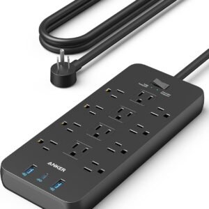 Anker Power Strip with 2100J Surge Protector, Outlet Extender, 5ft Extension Cord with Multiple Outlets, 12 AC, 2 USB A,1 USB C Port for 20W, Home Office, Dorm Room Essentials, TUV Listed