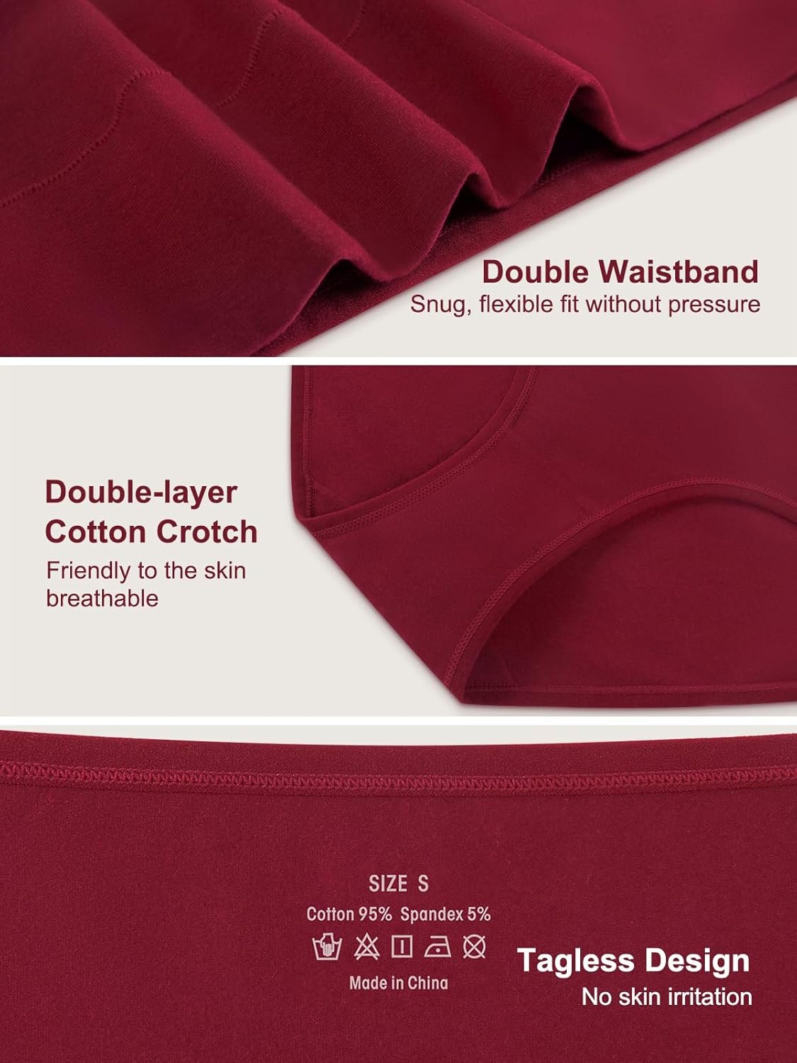 Vevmon Cotton Underwear for Women High Waisted Full Coverage Briefs Soft Ladies Panties 5 Pack - Image 5