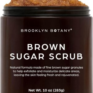 Brooklyn Botany Brown Sugar Body Scrub – Moisturizing and Exfoliating Body, Face, Hand, Foot Scrub – Fights Acne, Fine Lines & Wrinkles, Great Gifts For Women & Men – 10 oz