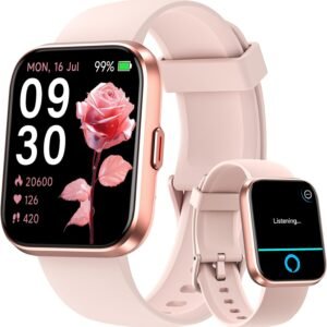 Fitpolo Smart Watches for Women Android iPhone, 1.8” Women Smartwatch with Alexa Built-in, Bluetooth Calls, IP68 Waterproof, 7 Days Battery, Heart Rate/Sleep/SpO2 Monitor, 110 Sports Mode