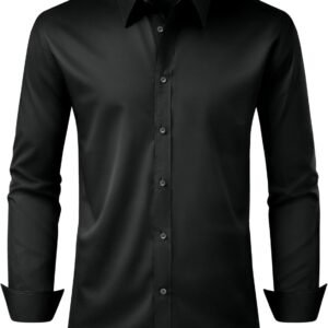 Alimens & Gentle Men’s Dress Shirt Regular Fit Stretch Stain Shield Long Sleeve Solid Business Wedding Button Down Shirts