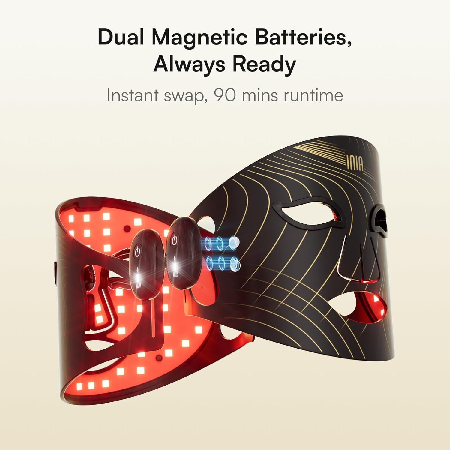 INIA Red Light Therapy Mask for Face, Glow Wireless LED Face Mask Light Therapy with Near-Infrared Red Light (NIR), Rechargeable and Ergonomic Design for Home & Travel - Image 6