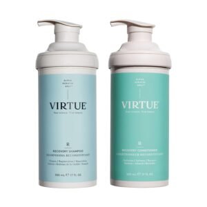 Virtue Recovery Sulfate Free Shampoo and Conditioner Set with Keratin Hydrates, Softens, and Renews Damaged Hair, Color Safe