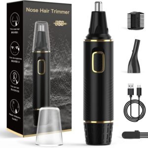 XOOMRSCP Nose Hair Trimmers for Men，Rechargeable Hair Trimmer 2 in 1 Painless Multifunctional Ear and Nose Hair Trimmer with IPX7 Waterproof Dual Edge Blades (Black)