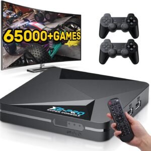 Kinhank Super Console X2 PRO Retro Game Console,Built-in 65,000+ Classic Games,Android 9.0 & EmuELEC 4.6 Dual System,4K HDMI UHD Output,2.4+5G WiFi,BT 5.0,S905X2 Chip,Ideal for Family Gaming & Gift